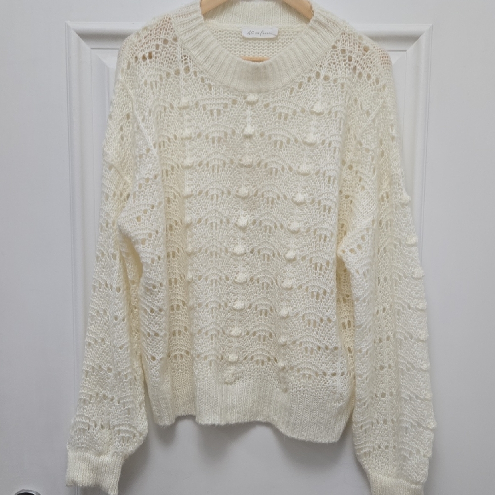 All in Favor Cream Textured Sweater